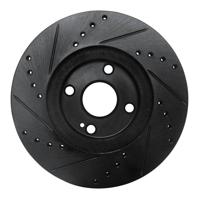 Mazda Miata Brake Rotor (1) - Front Right - R1 Concepts - Drilled & Slotted - Black - `01-`05